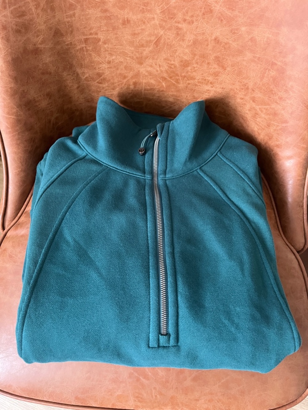 Lululemon Scuba Oversized Funnel-Neck Half Zip in a teal color - Picture 8 of 9